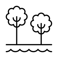 Wilderness Isolated Silhouette Solid Line Icon with wilderness, forrest, nature, outdoors, park, trees Infographic Simple Vector Illustration