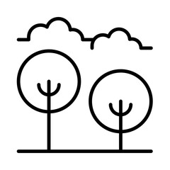 Wilderness Isolated Silhouette Solid Line Icon with wilderness, forrest, nature, outdoors, park, trees Infographic Simple Vector Illustration