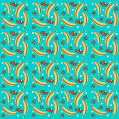 Fototapeta premium fruits and vegetables banana seamless pattern