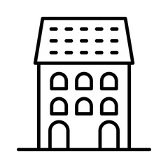 Town-House Isolated Silhouette Solid Line Icon with town-house, building, buildings, home, town, village Infographic Simple Vector Illustration