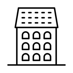 Town-House Isolated Silhouette Solid Line Icon with town-house, building, buildings, european, town, village Infographic Simple Vector Illustration