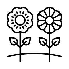 Flowers Isolated Silhouette Solid Line Icon with flowers, floral, florist, flower, garden, plants Infographic Simple Vector Illustration