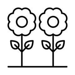 Flowers Isolated Silhouette Solid Line Icon with flowers, floral, florist, flower, garden, plants Infographic Simple Vector Illustration