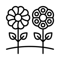Flower Isolated Silhouette Solid Line Icon with flower, floral, florist, flowers, garden, spring Infographic Simple Vector Illustration