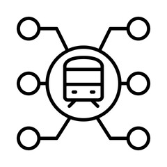 Connection Isolated Silhouette Solid Line Icon with connection, public-transport, rail, train, train-station, transport Infographic Simple Vector Illustration