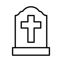 Grave Isolated Silhouette Solid Line Icon with grave, christian, cross, death, religion, tombstone Infographic Simple Vector Illustration