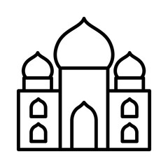 Temple Isolated Silhouette Solid Line Icon with temple, india, religion, religious, taj-mahal, delih Infographic Simple Vector Illustration
