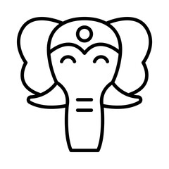 Hindu Isolated Silhouette Solid Line Icon with hindu, elephant, ganesha, india, religion, religious Infographic Simple Vector Illustration