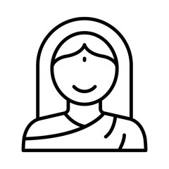 Bindi Isolated Silhouette Solid Line Icon with bindi, indian, religion, religious, sikh, women Infographic Simple Vector Illustration