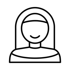Nun Isolated Silhouette Solid Line Icon with nun, catholic, christian, religion, religious, women Infographic Simple Vector Illustration
