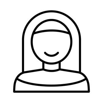 Nun Isolated Silhouette Solid Line Icon with nun, catholic, christian, religion, religious, women Infographic Simple Vector Illustration