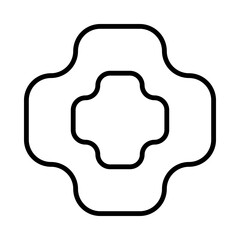 Cross Isolated Silhouette Solid Line Icon with cross, education, geometry, maths, shape, shapes Infographic Simple Vector Illustration