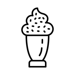 Dessert Isolated Silhouette Solid Line Icon with dessert, drink, ice-cream, icecream, milkshake, sundae Infographic Simple Vector Illustration