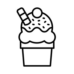 Ice-Cream Isolated Silhouette Solid Line Icon with ice-cream, dessert, summer, sundae, sweets, topping Infographic Simple Vector Illustration