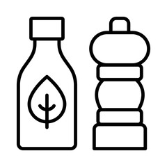 Condiments Isolated Silhouette Solid Line Icon with condiments, food, health, nutrition, oil, pepper Infographic Simple Vector Illustration