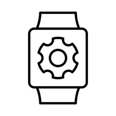 Settings Isolated Silhouette Solid Line Icon with settings, blogger, influencer, smart-watch, social-media, watch Infographic Simple Vector Illustration