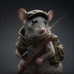 rat and mouse with gun