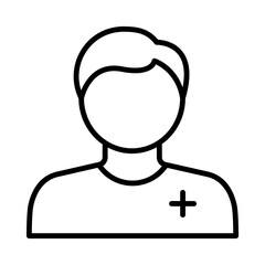 Nurse Isolated Silhouette Solid Line Icon with nurse, doctor, health, hospital, medical, patient Infographic Simple Vector Illustration
