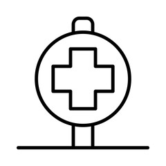 Hospital-Sign Isolated Silhouette Solid Line Icon with hospital-sign, doctor, health, healthcare, hospital, medical Infographic Simple Vector Illustration
