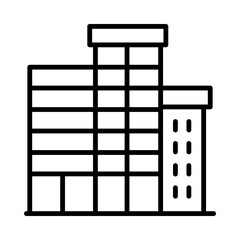 Buildings Isolated Silhouette Solid Line Icon with buildings, city, cityscape, office, town Infographic Simple Vector Illustration