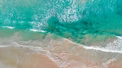 Foto op Plexiglas Beautiful waves along Pennington Bay, Kangaroo Island overhead aerial view © jovannig