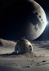 Fototapeta na wymiar Spaceship in lunar base, generative ai