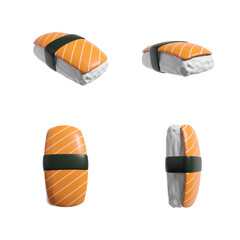 Sushi nigiri with fish on white background