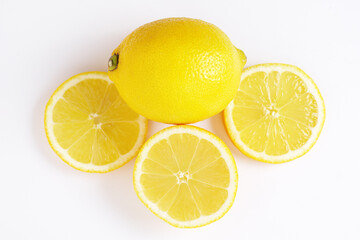 Ripe whole and slice lemon