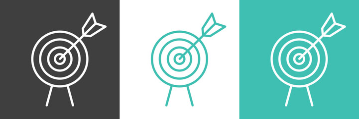 Target Dart Flat Line Strategy Accuracy Vector Icon Set