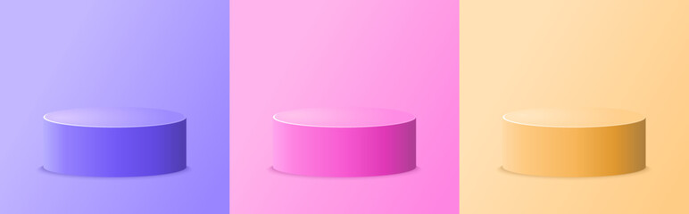 Realistic Podium Stage Colorful Set Product Presentation Vector Template