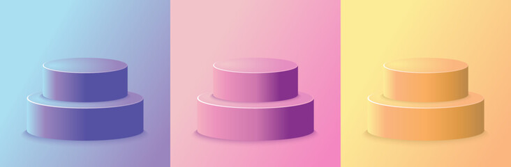 Colorful Metallic Podium Stage Mockup Vector Illustration