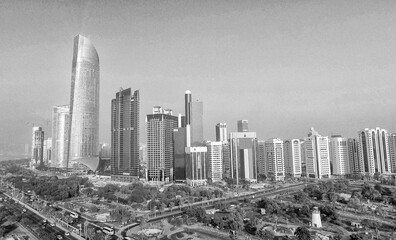 Abu Dhabi, UAE. Aerial city view from Corniche Beach