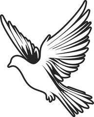Minimalistic black and white dove logo. Perfect for a fashion brand or high end product.