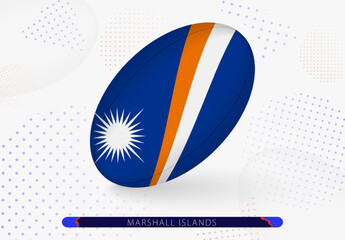 Rugby ball with the flag of Marshall Islands on it. Equipment for rugby team of Marshall Islands.