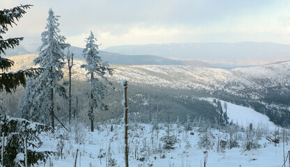 Fototapeta Śnieżna zima w górach obraz