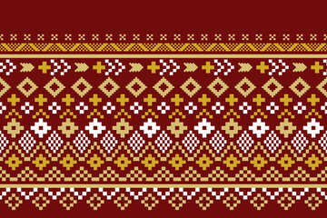 Red traditional ethnic pattern paisley flower Ikat background abstract Aztec African Indonesian Indian seamless pattern for fabric print cloth dress carpet curtains and sarong