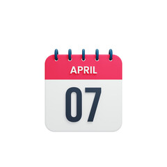Fototapeta premium April Realistic Calendar Icon 3D Rendered Date April 07