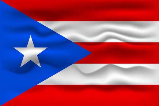 Waving flag of the country Puerto Rico. Vector illustration.
