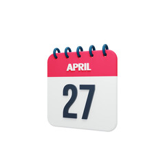 April Realistic Calendar Icon 3D Rendered Date April 27