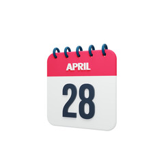April Realistic Calendar Icon 3D Rendered Date April 28