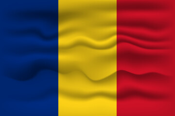 Waving flag of the country Romania. Vector illustration.