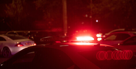 Red light flasher. Police car at night time in the city © andranik123