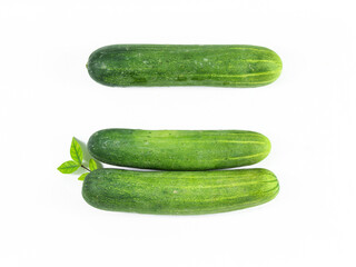 Fresh cucumbers isolated on white background.