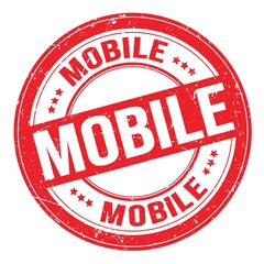 MOBILE text written on red round stamp sign