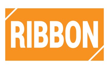 RIBBON text written on orange stamp sign.
