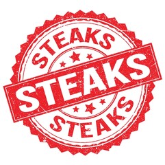 STEAKS text on red round stamp sign