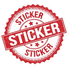 STICKER text on red round stamp sign