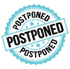 POSTPONED text on blue-black round stamp sign