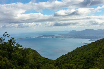 Fototapeta na wymiar View of corfu town from pantokrator Mount