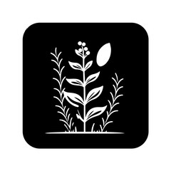 black and white icon with flowers, AI generated image
